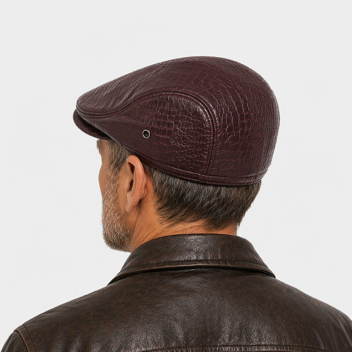 Béret rouge écaille en cuir pour homme