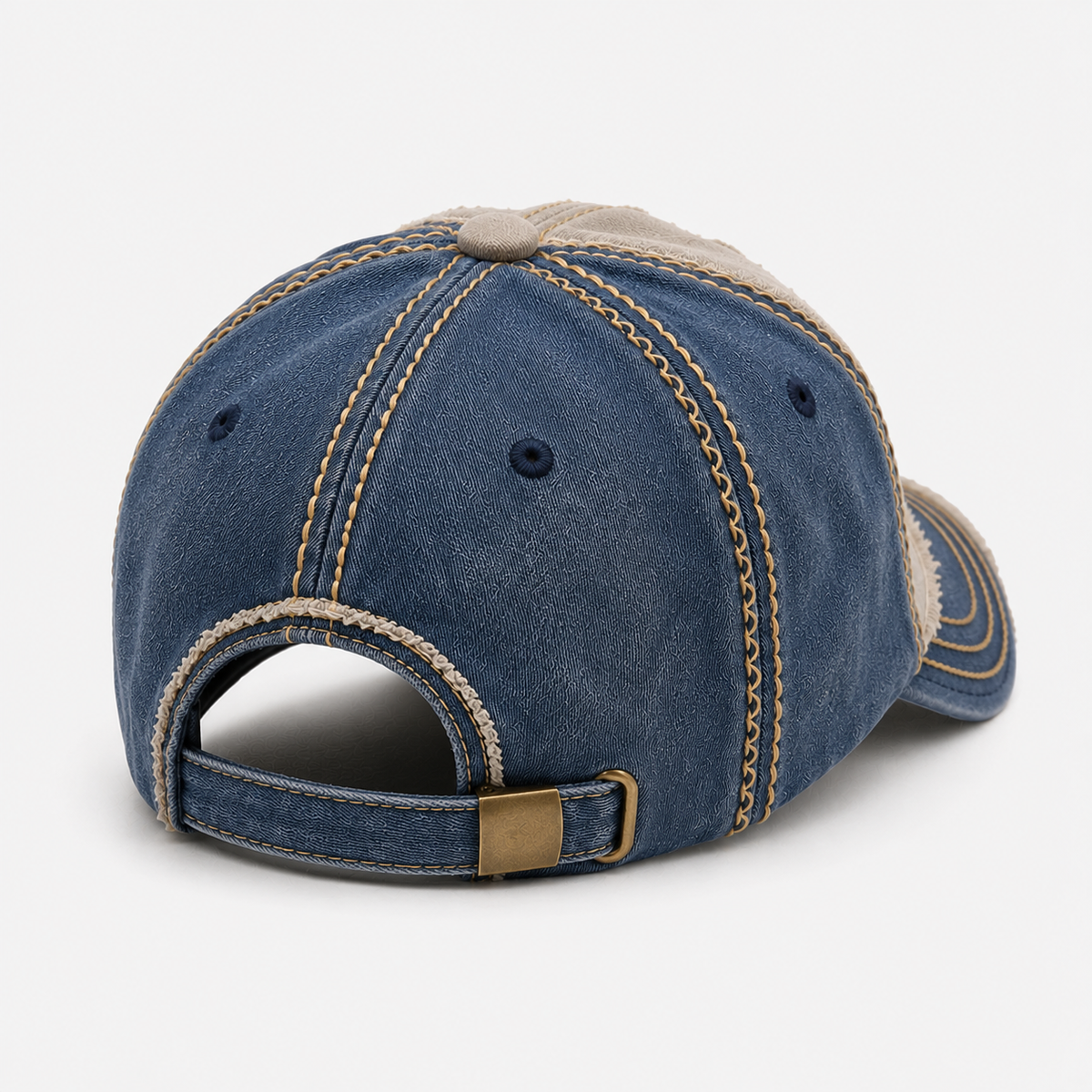 Couvre-Chef Bleu Marine Et Beige Réglable
