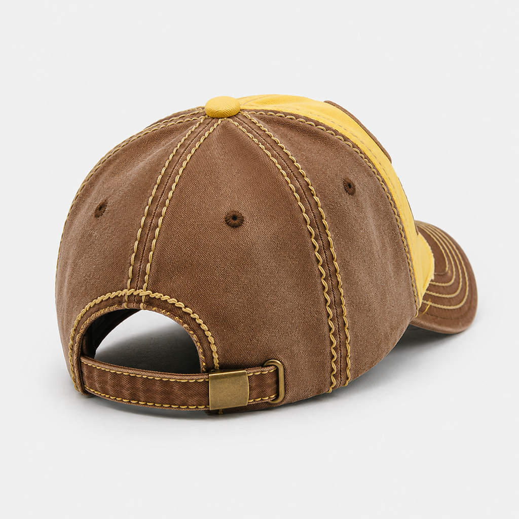 Couvre-Chef Marron Et Jaune Appliqué Poing
