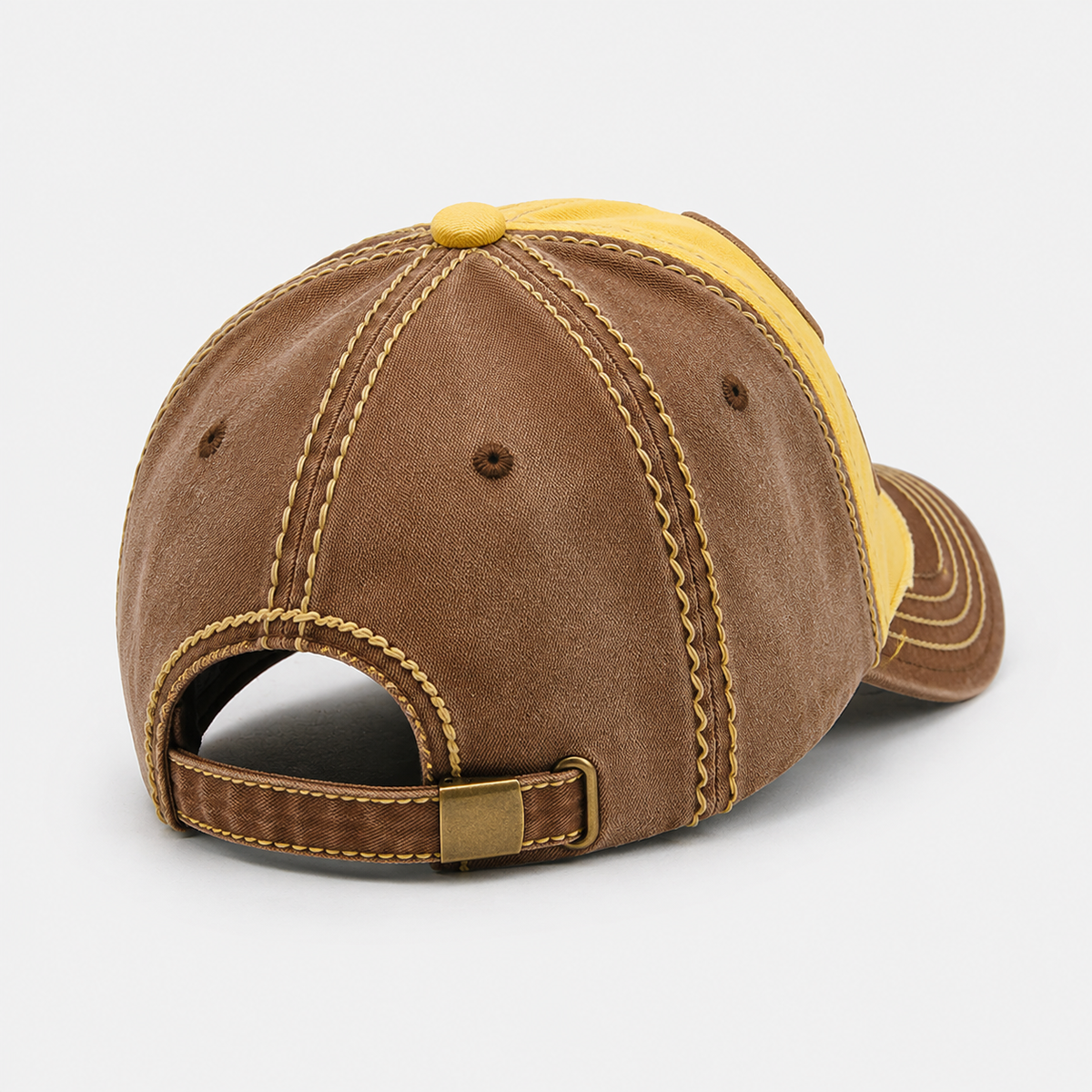 Couvre-Chef Marron Et Jaune Appliqué Poing