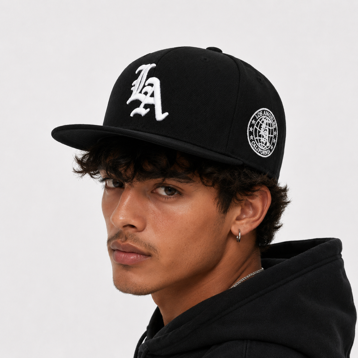 Casquette Snapback LA Noir Motif blanc