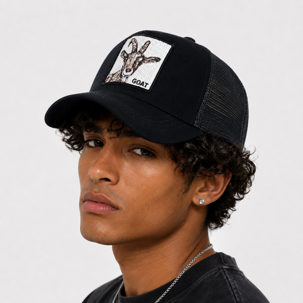 Casquette Snapback Trucker GOAT Brodée Noire