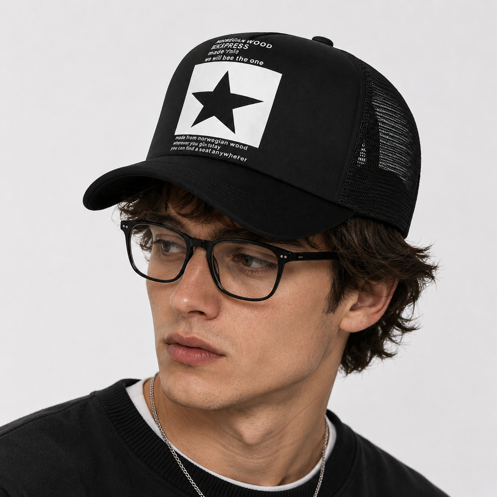 Casquette Trucker Étoile Noir & Blanc