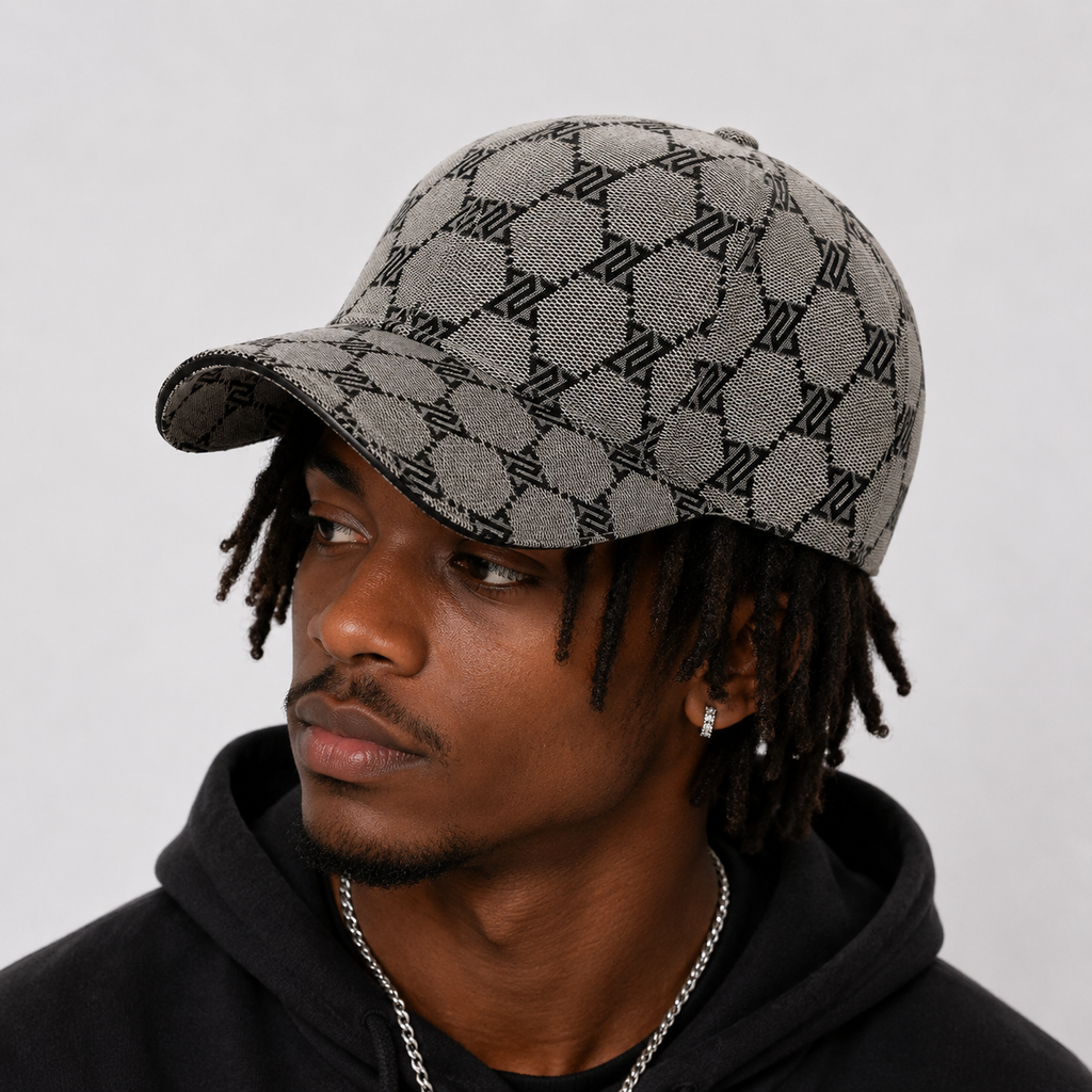 Casquette Grise Motif Monogramme Streetwear Unisexe