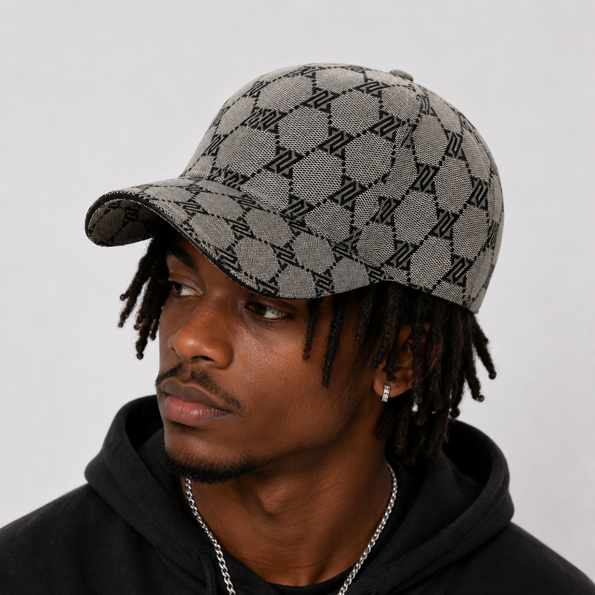 Casquette Grise Motif Monogramme Streetwear Unisexe