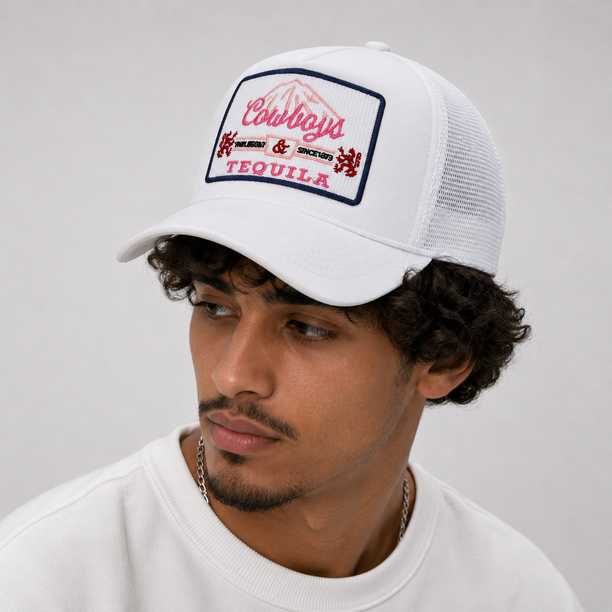 Casquette Trucker Blanche Patch Vintage Tequila
