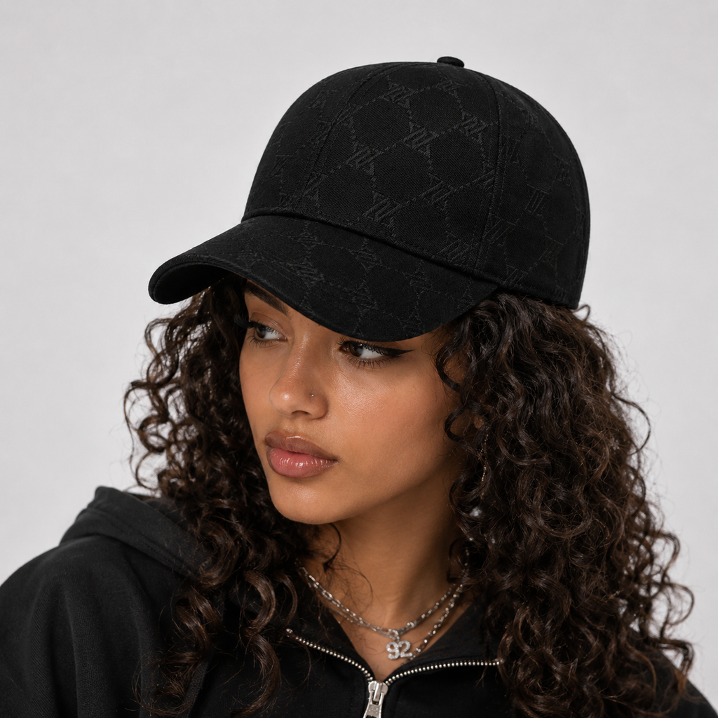 Casquette Noire Monogramme Minimaliste Premium