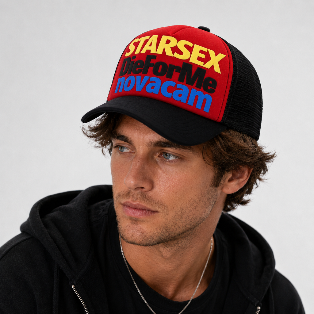 Casquette Trucker Rouge Noire Style Urban Unisexe
