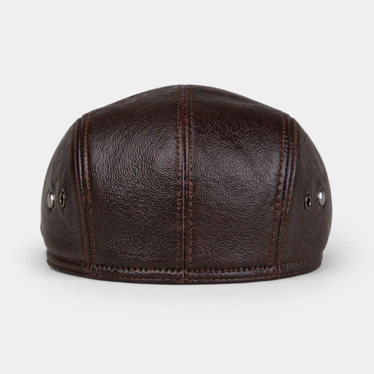 Béret lisse en cuir Marron foncé Vintage