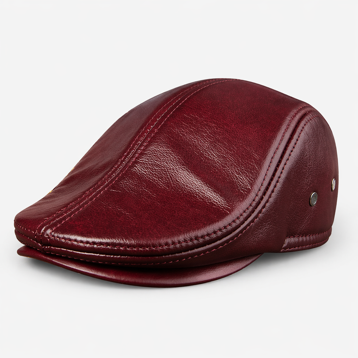 Casquette lisse en cuir rouge Vintage