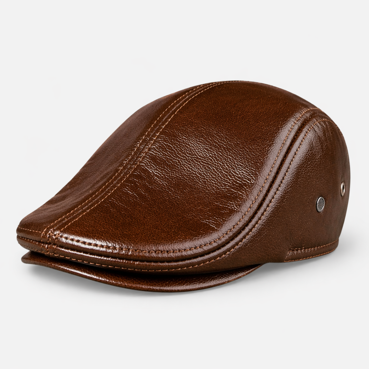 Chapeau lisse en cuir Marron Chic