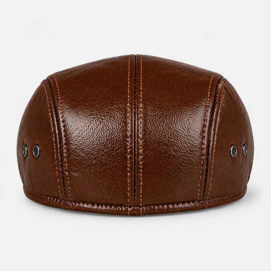 Chapeau lisse en cuir Marron Chic