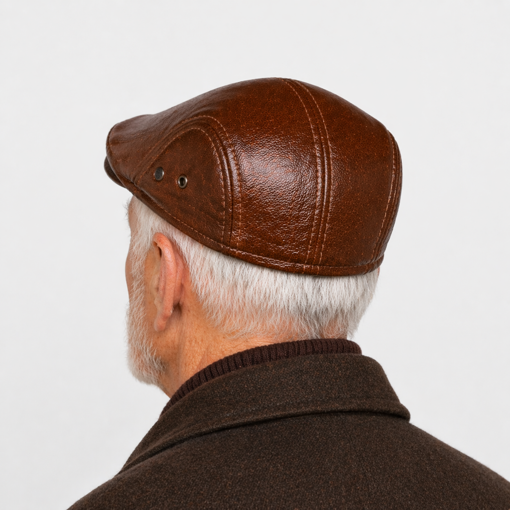 Chapeau lisse en cuir Marron Chic
