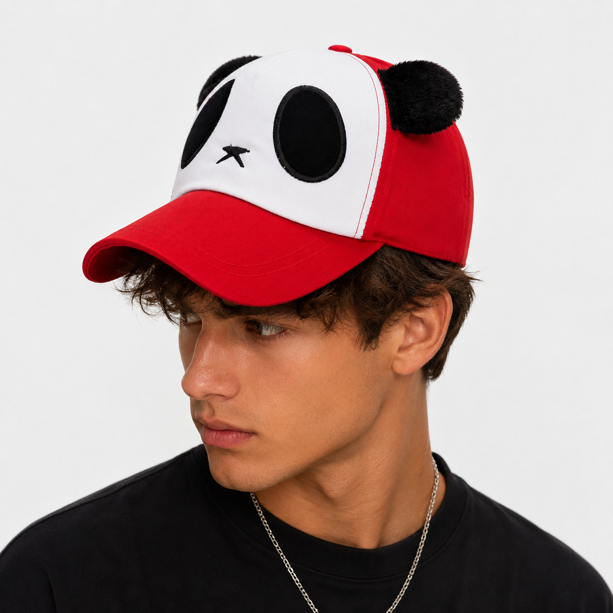 Couvre-Chef Automne Panda Rouge Blanc Et Noir