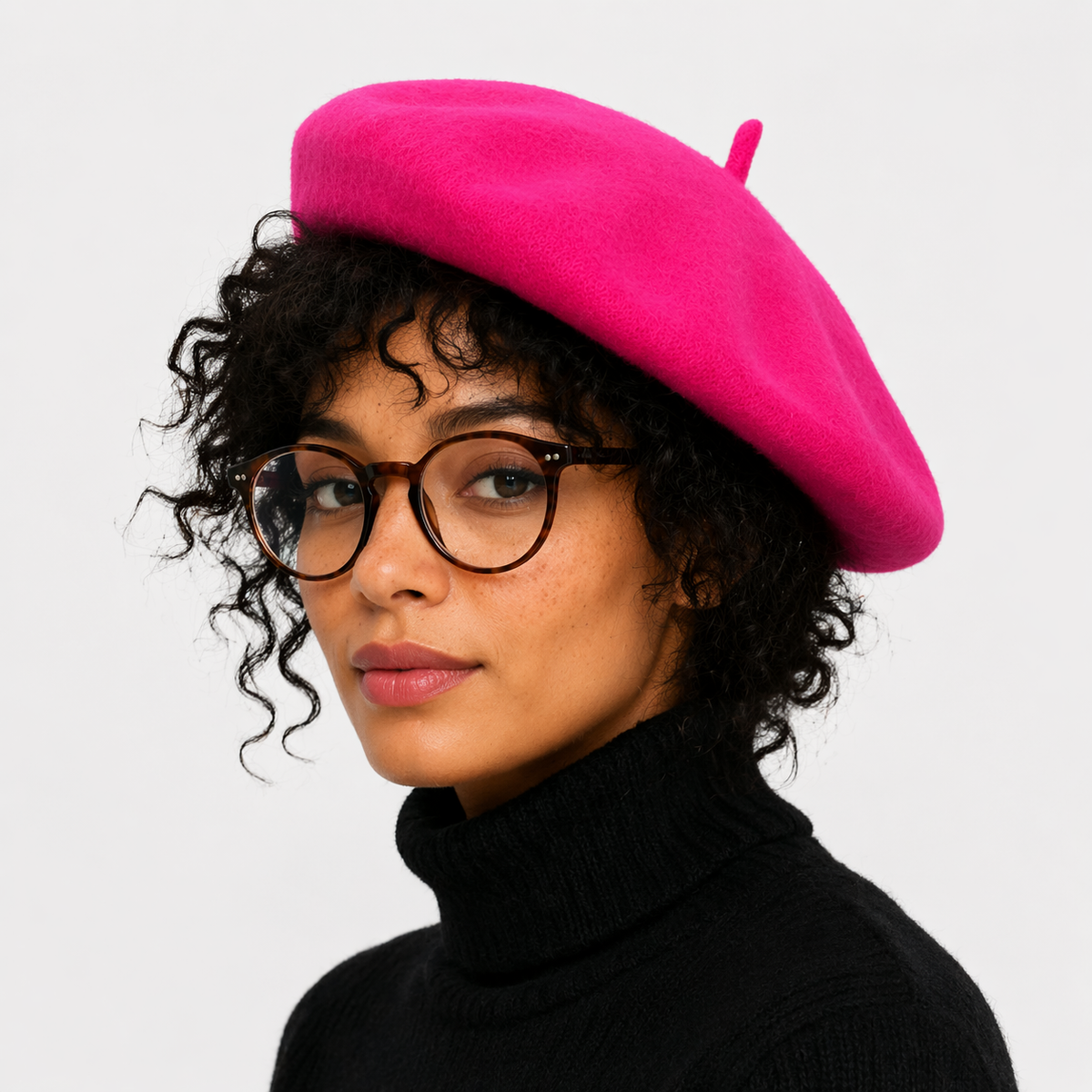 Couvre chef d'artiste Rose foncé en laine
