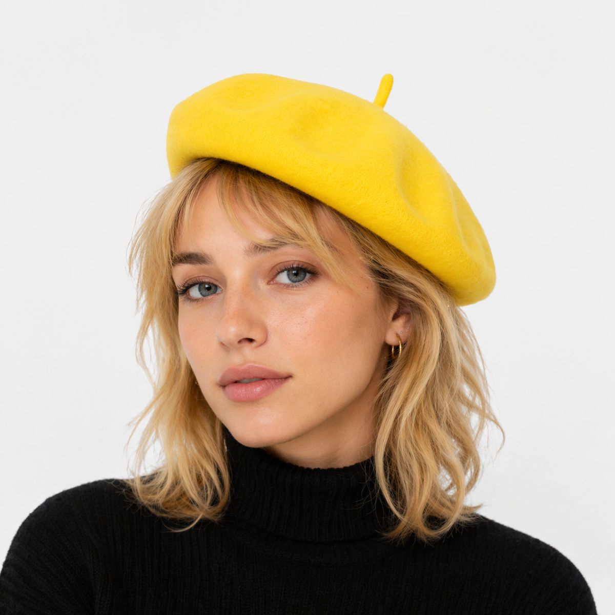Couvre chef d'artiste Jaune en laine