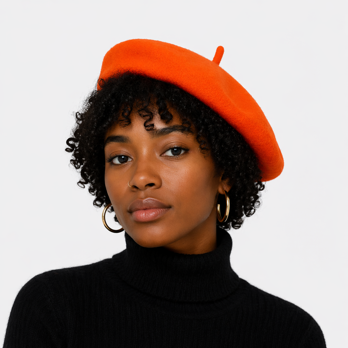Couvre chef d'artiste Orange en laine
