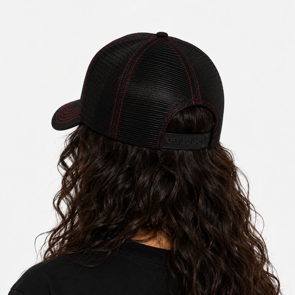 Couvre-Chef Coton Trucker En Maille Motif Aigle Brodé