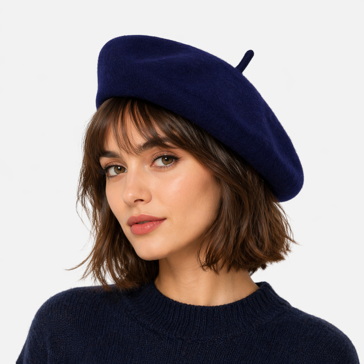 Couvre chef d'artiste Bleu Marine en laine