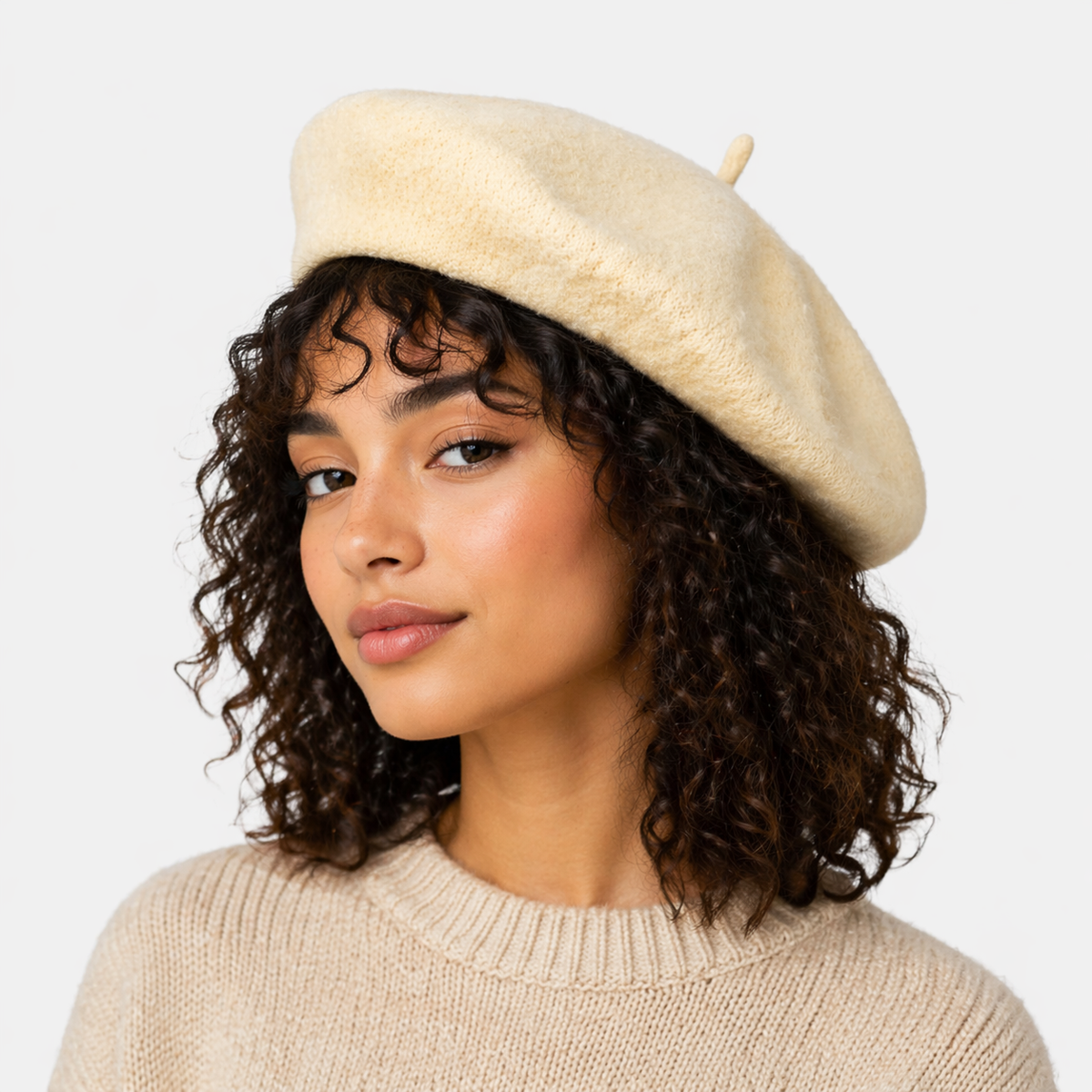 Couvre chef d'artiste Beige en laine