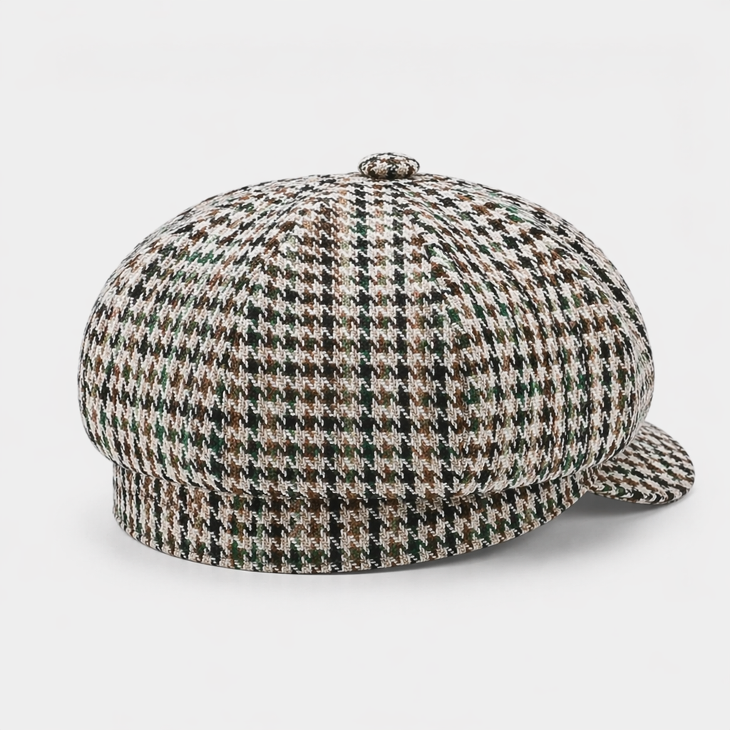 Chapeau Gavroche gris quadrillé Plaid