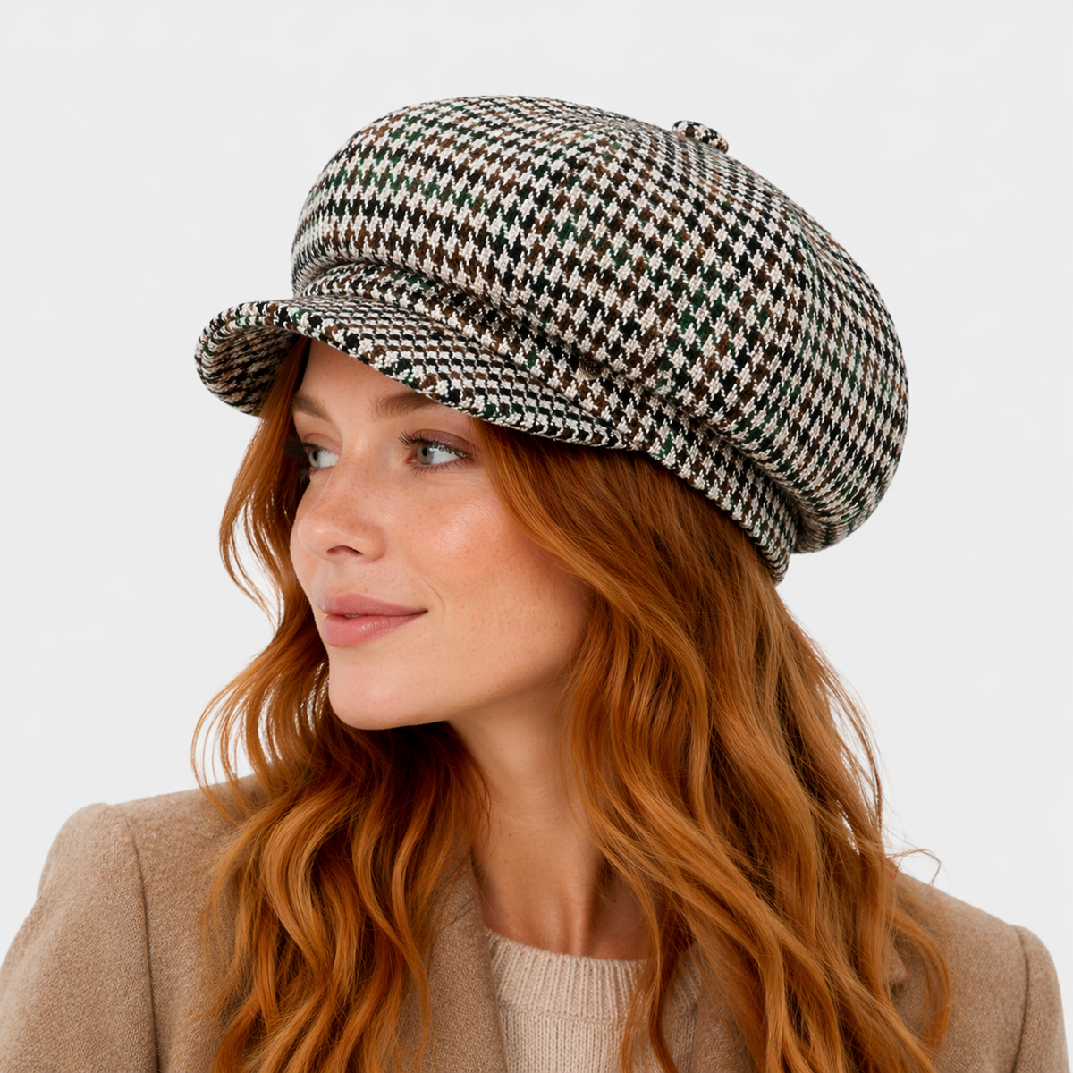 Chapeau Gavroche gris quadrillé Plaid