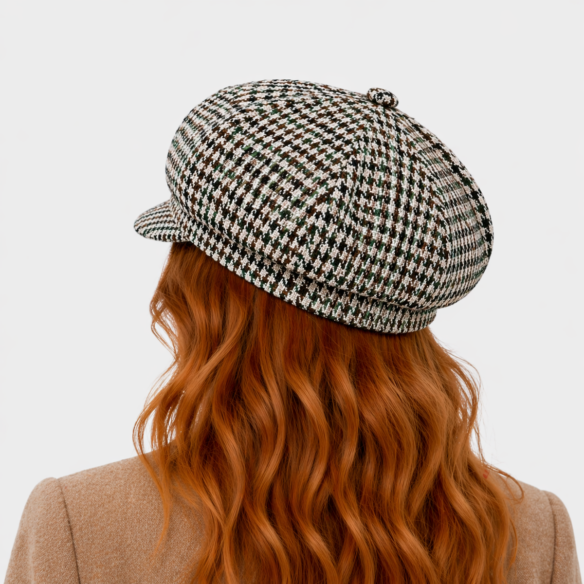 Chapeau Gavroche gris quadrillé Plaid
