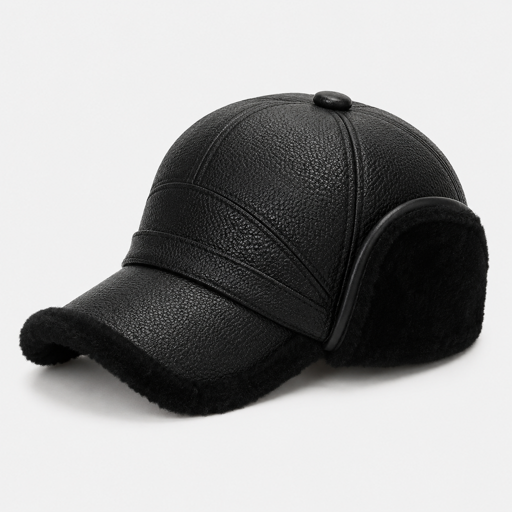Casquette Hiver Noire avec Cache-Oreilles