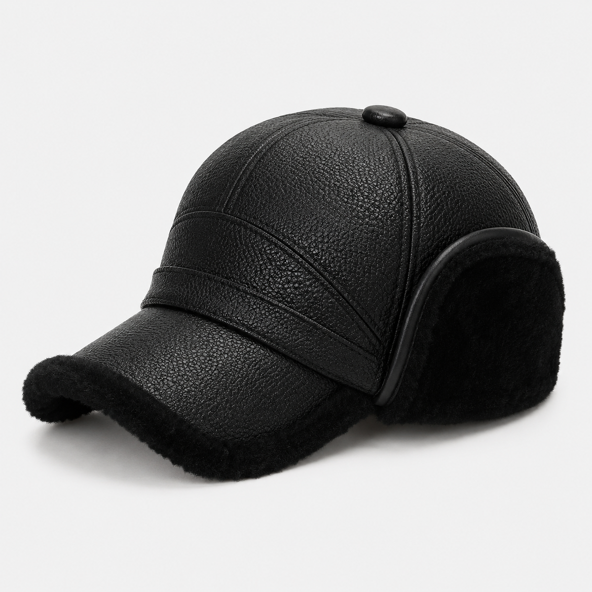 Casquette Hiver Noire avec Cache-Oreilles