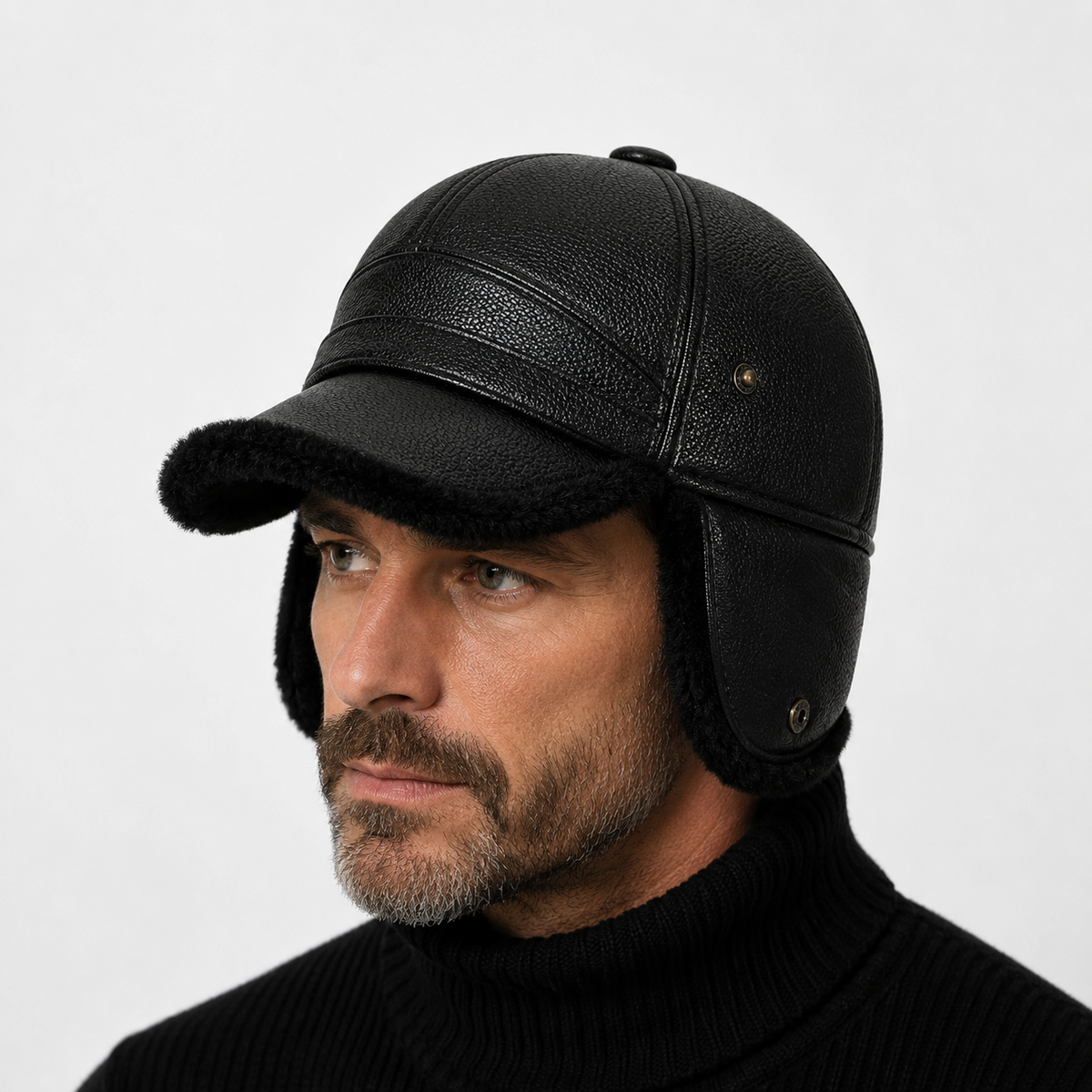 Casquette Hiver Noire avec Cache-Oreilles