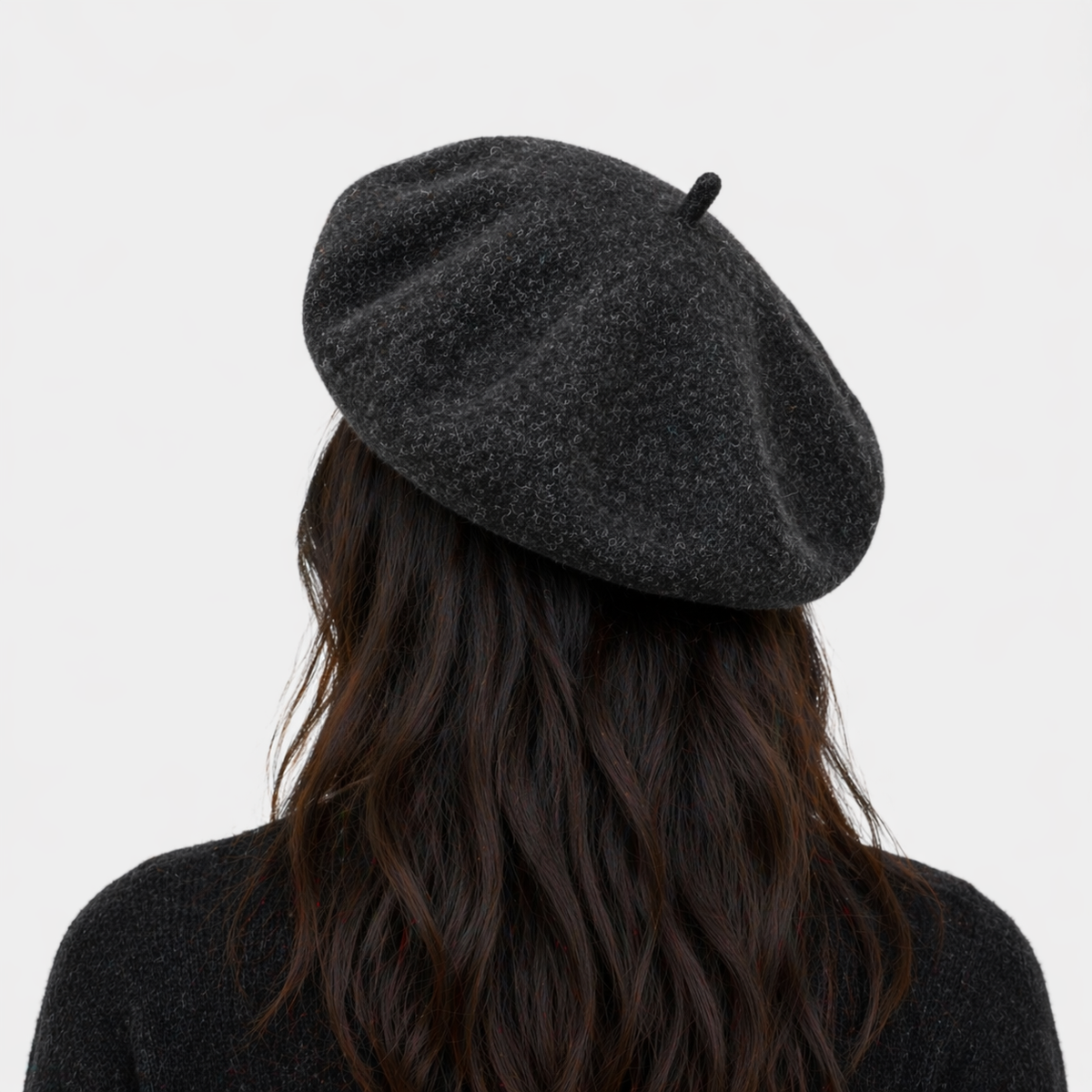 Béret Unisexe Gris foncé Français en laine