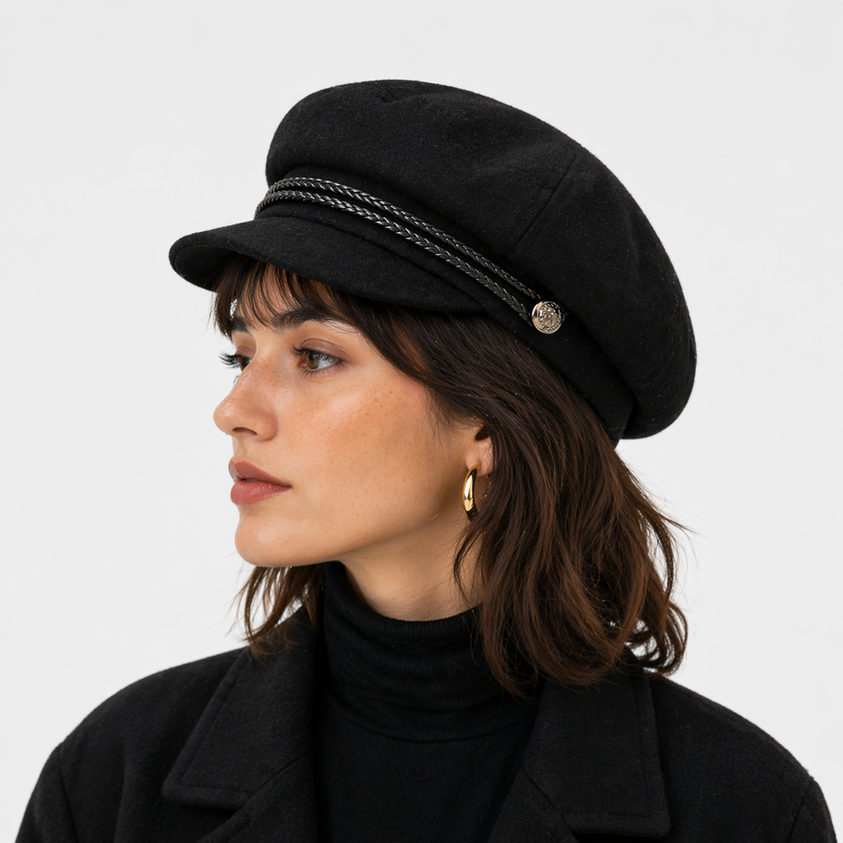 Casquette Noir Octogonal Fashion Unisexe