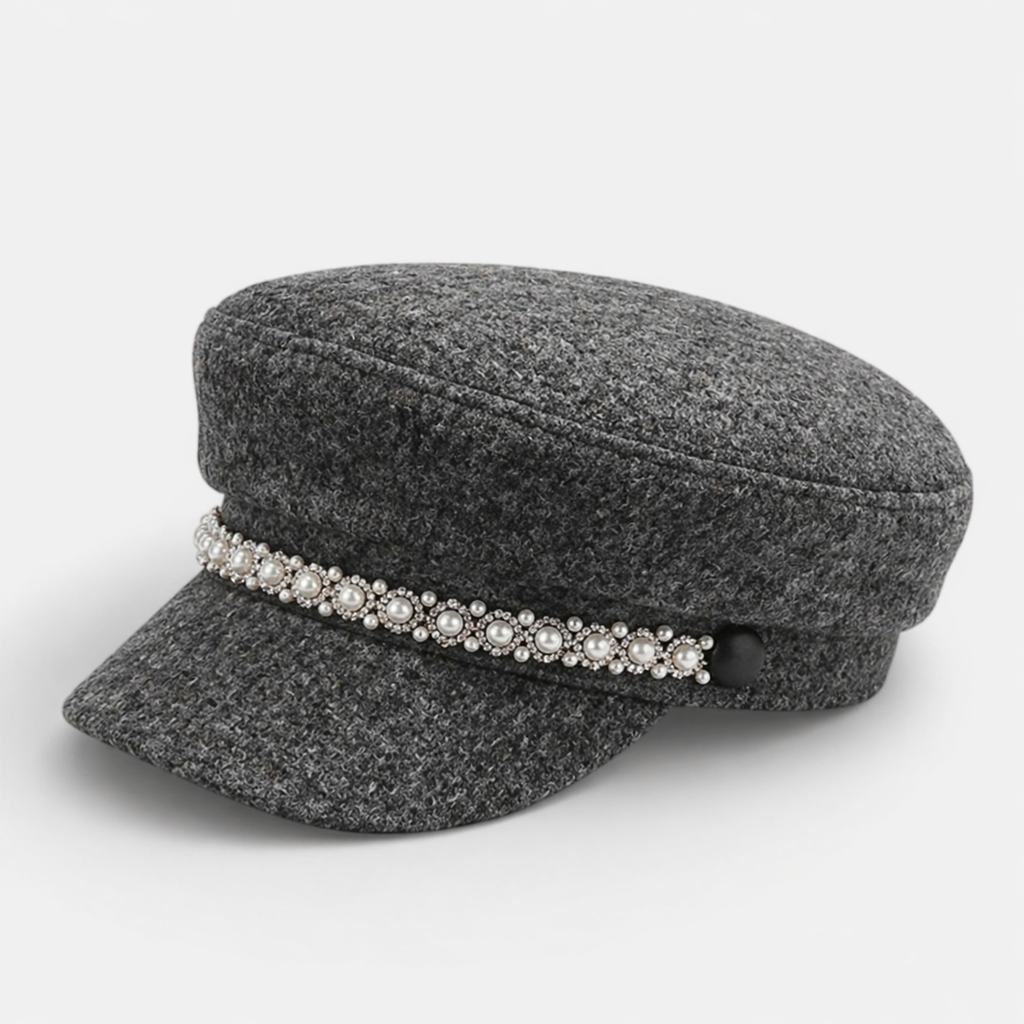 Couvre chef tendance Gris avec strass