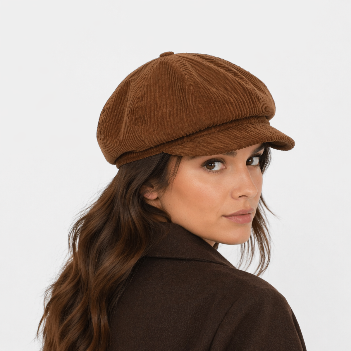 Couvre chef marron avec visière en Coton