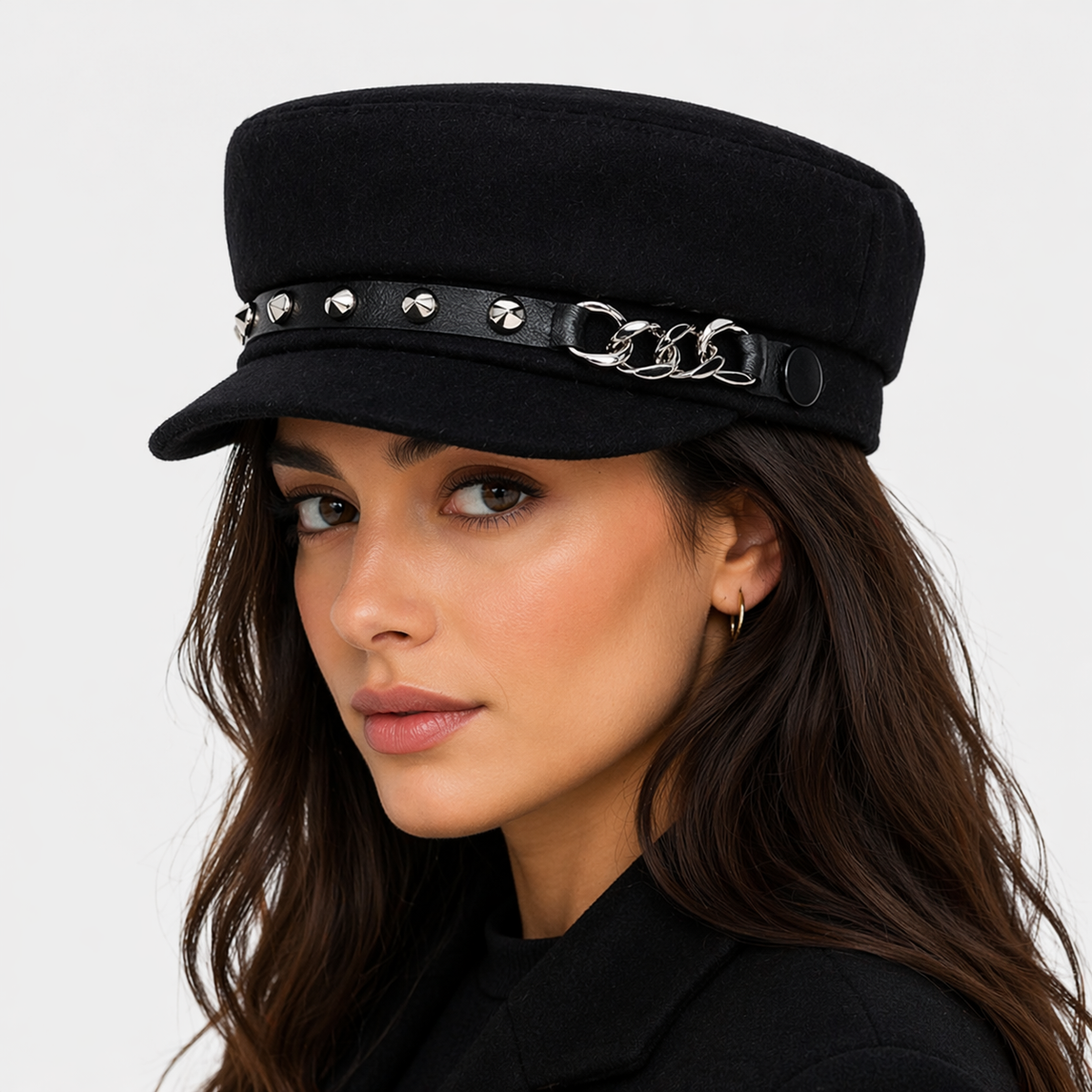 Casquette Gavroche Noir avec Détail sur la visière