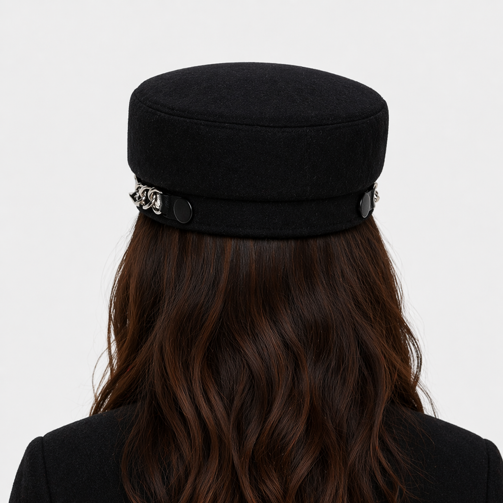 Casquette Gavroche Noir avec Détail sur la visière