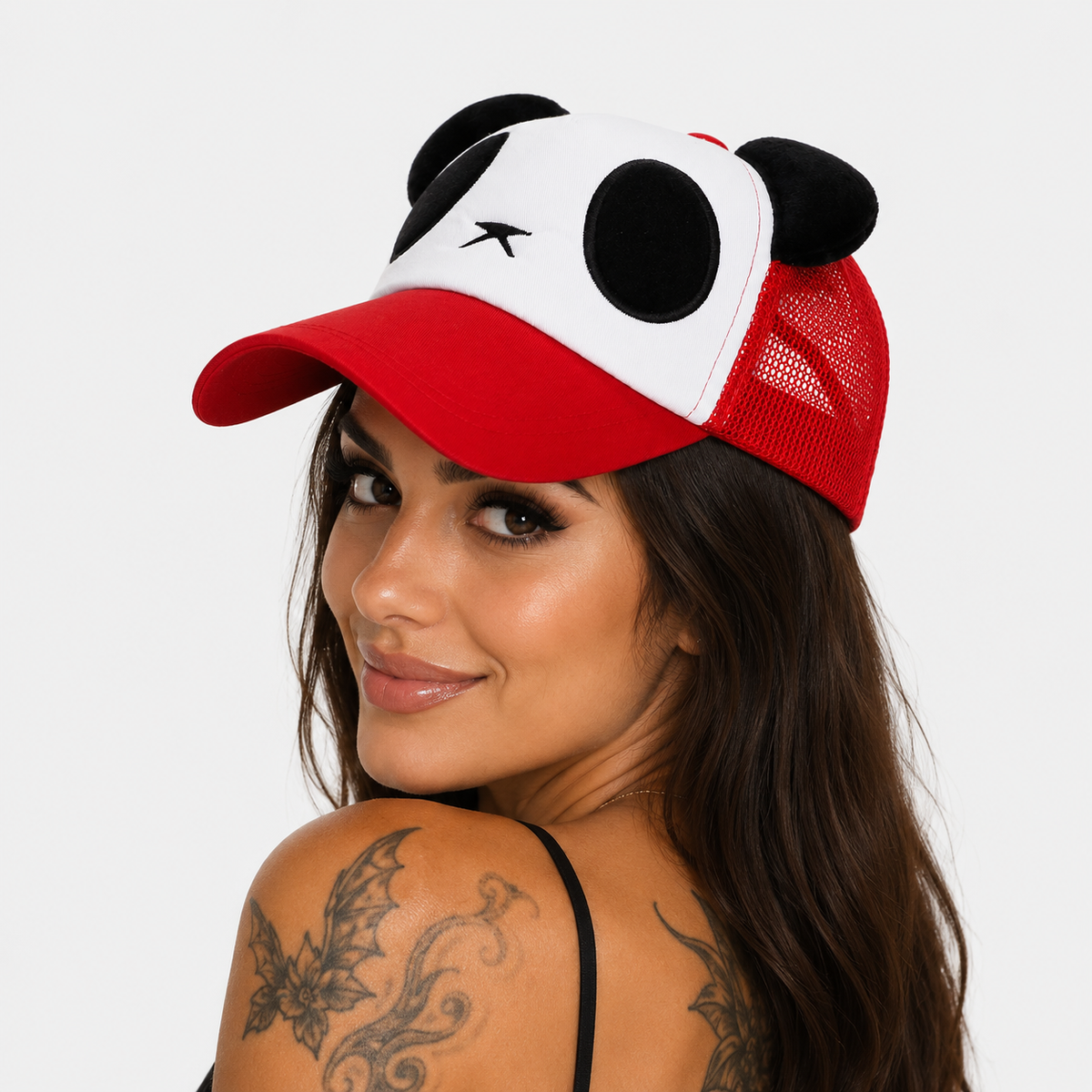 Couvre-Chef Panda Rouge Blanc Et Noir