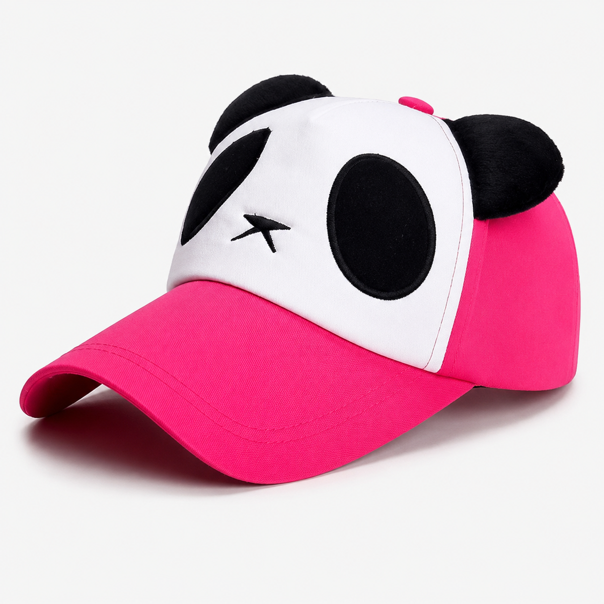 Couvre-Chef Panda Rose Blanc Et Noir