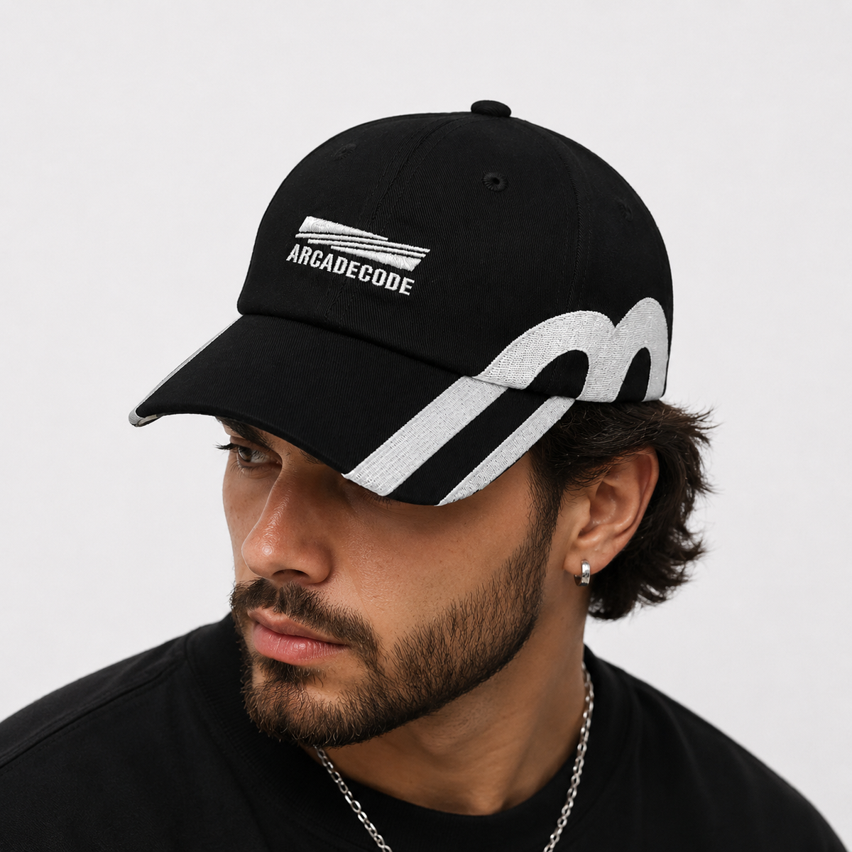 Couvre-Chef Noir Et Blanc En Coton