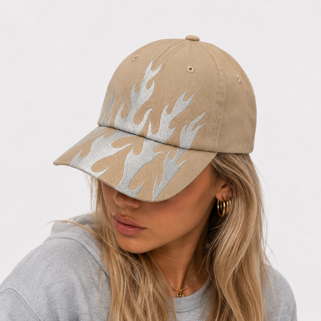 Couvre-Chef En Coton À Flammes Brodées