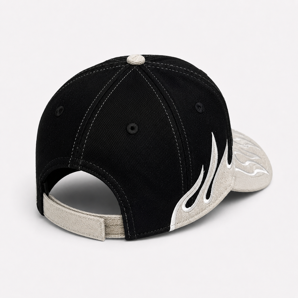 Couvre-Chef Noir Et Beige Brodée