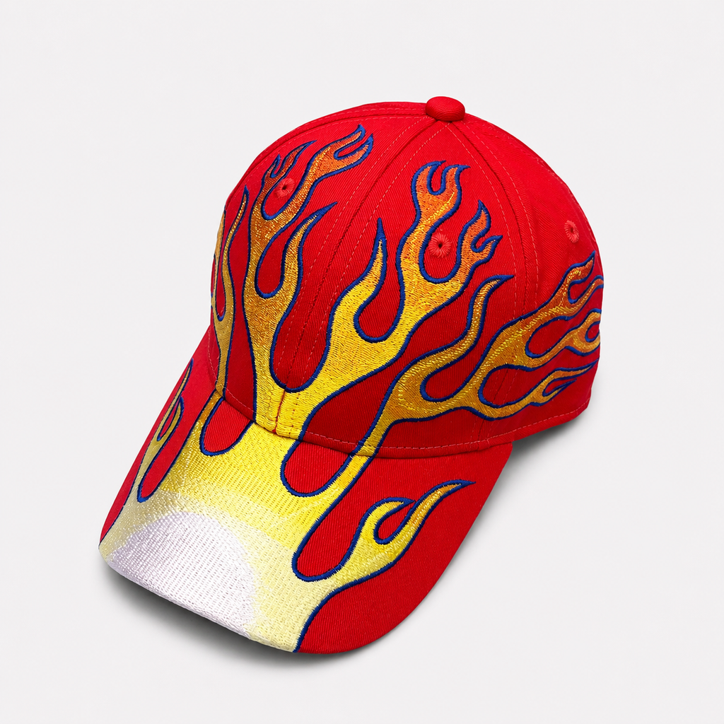 Couvre-Chef Motif Flammes Brodé Coton