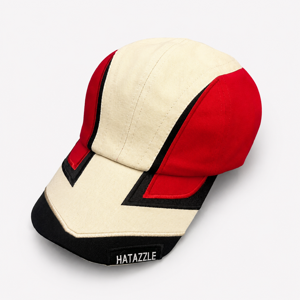 Couvre-Chef Blocs De Couleur Beige Rouge Noir Coton