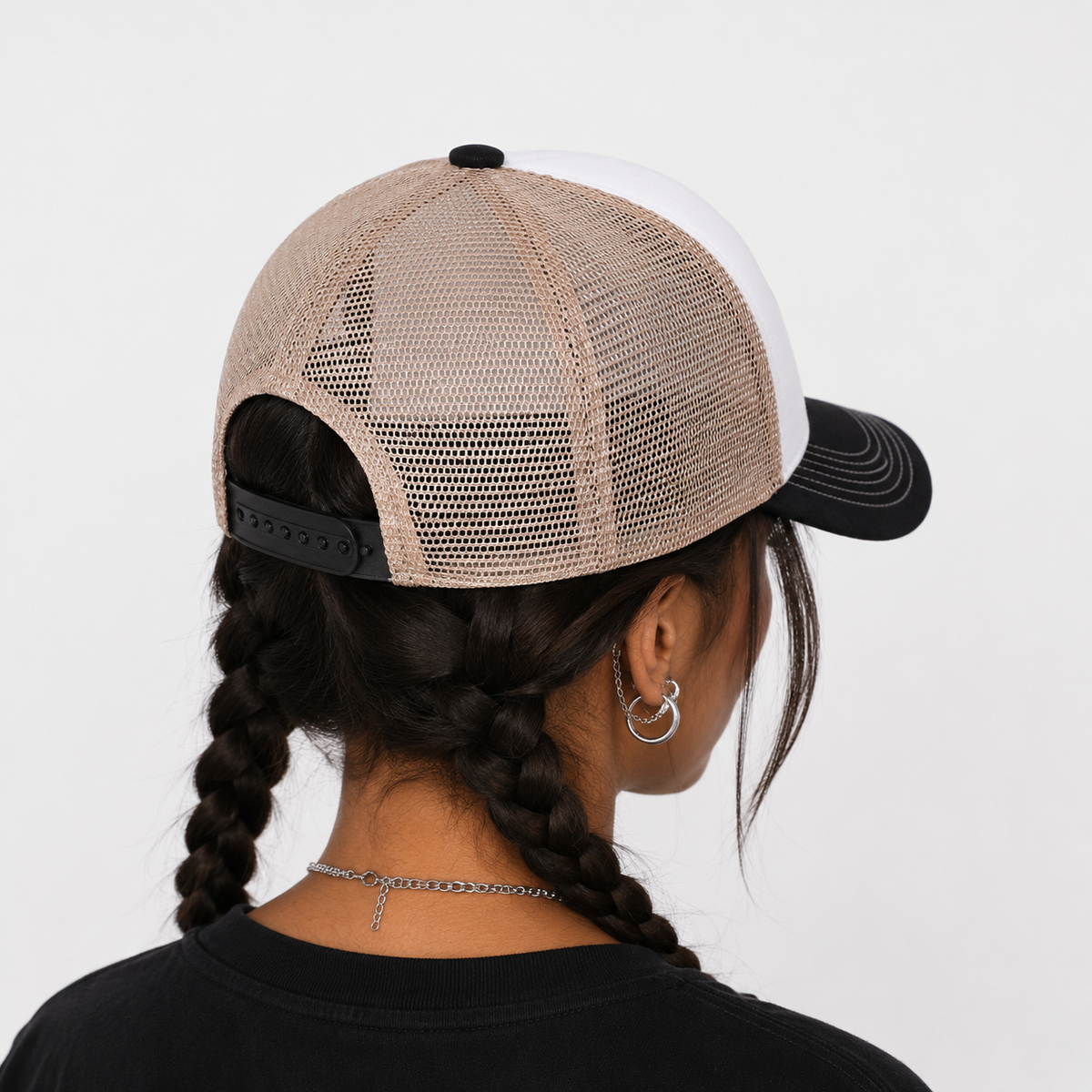 Couvre-Chef Trucker En Maille Visière Courbée Noire