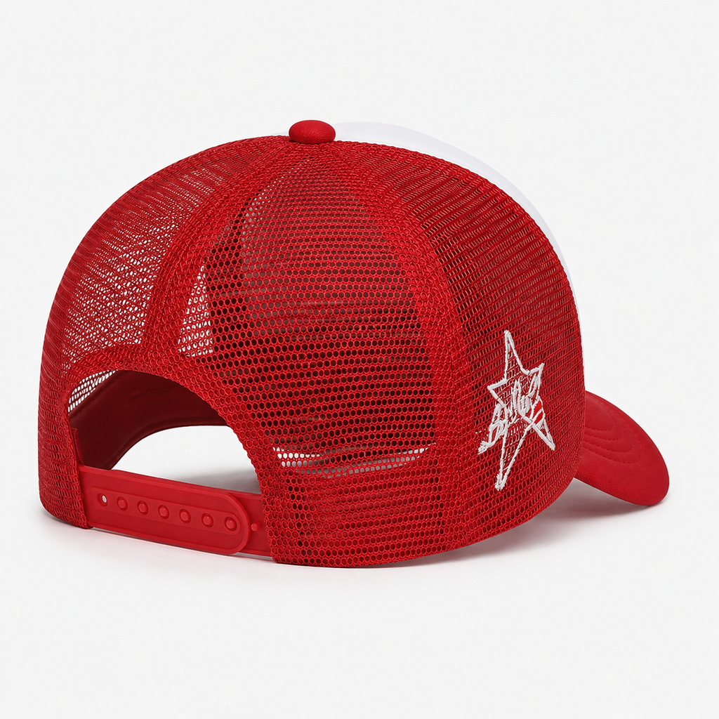 Couvre-Chef Trucker À Filet Broderie Lèvres Rouges