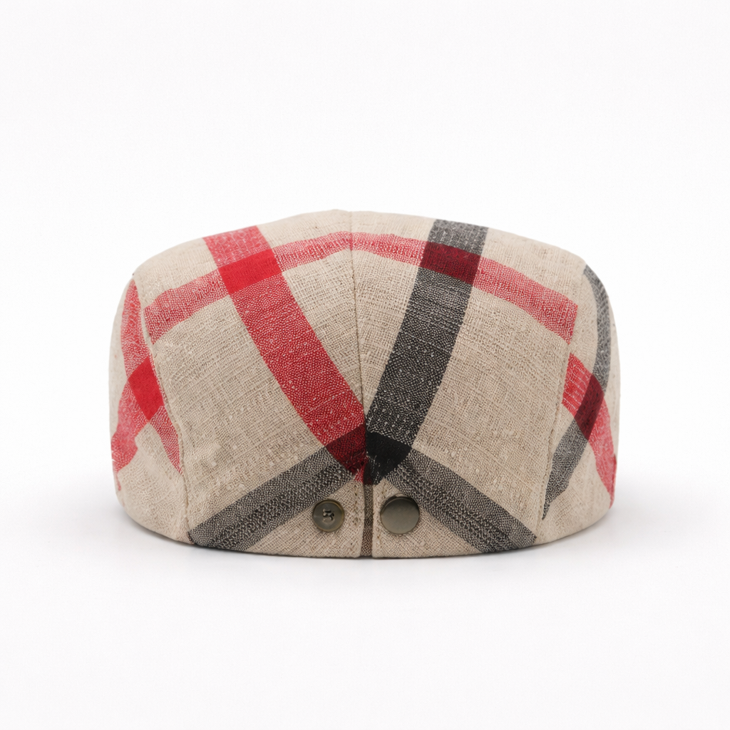 Casquette Plate Anglaise Beige & Rouge