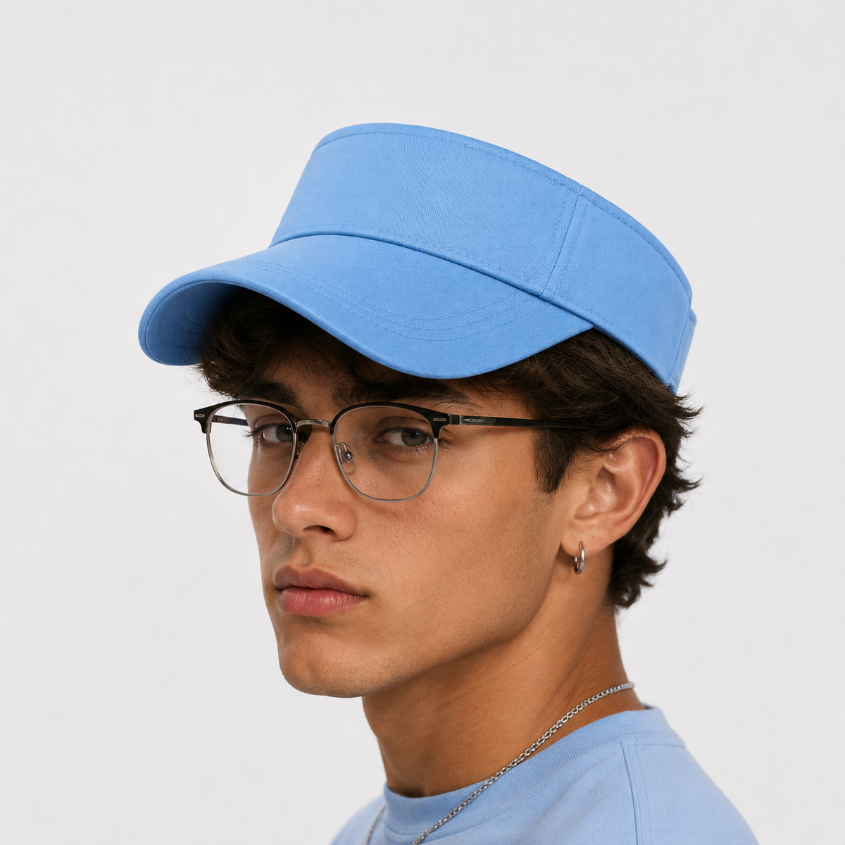 Couvre-Chef Bleu Clair Dessus Ouvert