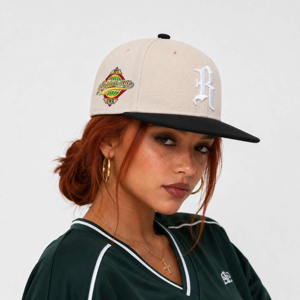 Couvre-Chef Snapback Bicolore Beige Et Noir