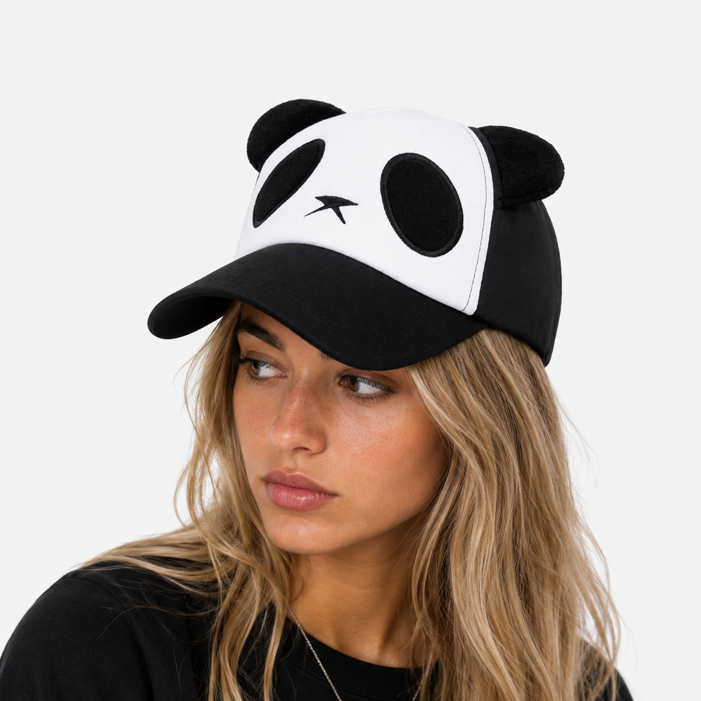 Couvre-Chef Motif Panda Noir Et Blanc