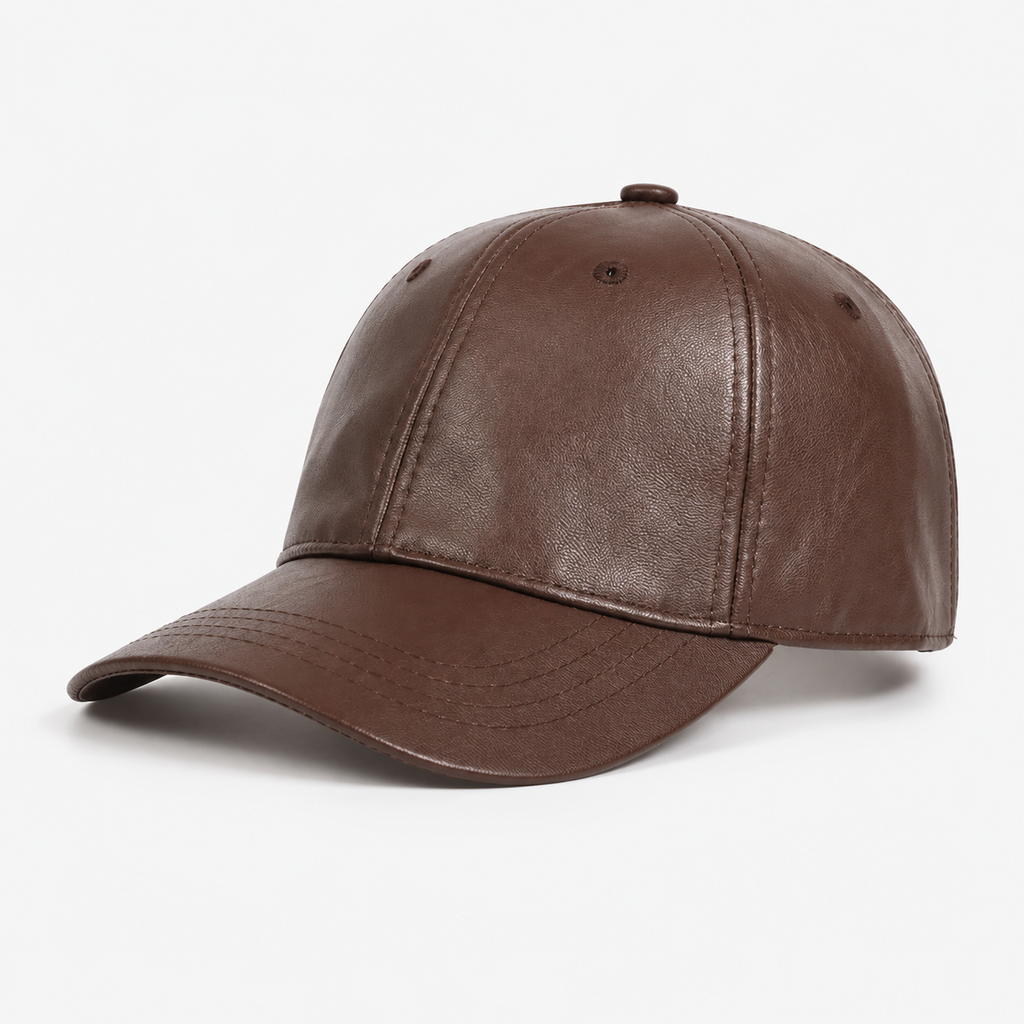 Casquette Cuir Marron Vintage Unisexe